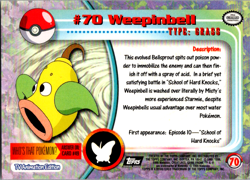 Weepinbell Topps TV Animation Black Logo #70 Pokemon Card - Image 2