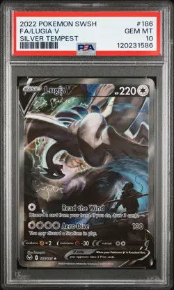 2022 POKEMON SWORD & SHIELD SILVER TEMPEST #186 FULL ART/LUGIA V PSA 10 - Image 1