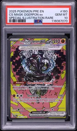 2025 Pokemon Prismatic Evolutions TEAL MASK OGERPON EX 145/131 SIR PSA 10 LOWPOP - Image 1