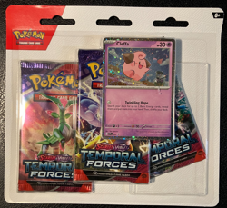 Pokemon TCG: Scarlet & Violet “Temporal Forces” 3 Pack Blister (Cleffa) NEW - Image 1