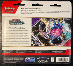 Pokemon TCG: Scarlet & Violet “Temporal Forces” 3 Pack Blister (Cleffa) NEW - Image 2