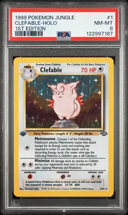 1999 Pokemon Jungle Clefable Holo 1ST Edition PSA 8 #1 - Image 1