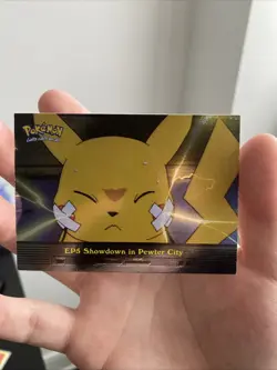 Pokemon Topps EP5 Showdown in Pewter City TV Animation Silver Foil Blue Logo - Image 1
