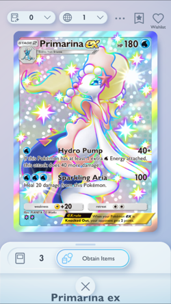 Pokemon TCG POCKET - Primarina EX Shiny 2⭐, Mega-Rising, English - Image 3