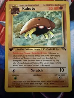 Pokemon Kabuto Fossil 50/62 Regular 1st Edition LP, Fair - Image 1