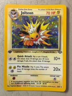 Pokemon TCG 1st Edition Jolteon 4/64 Jungle Holo MP Condition - Image 1