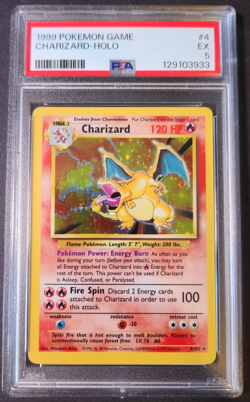 Pokemon TCG Charizard #4/102 Base Set Unlimited, Holographic, Graded PSA 5, EX - Image 3