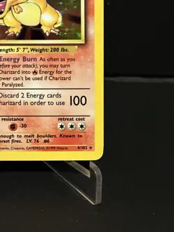 Pokemon TCG Charizard Base Set 4/102 Holo Unlimited Holo Rare LP - Image 5