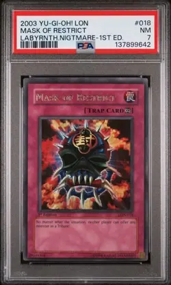 2003 Yu-Gi-Oh! Mask of Restrict LON-018 1st Edition Ultra Rare PSA 7 - Image 1