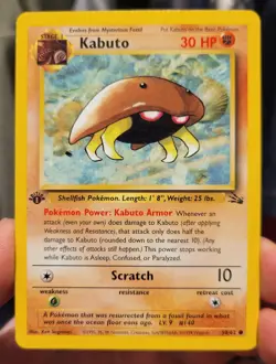 Kabuto 50/62 Fossil 1st Edition LP Pokemon Card - Image 3