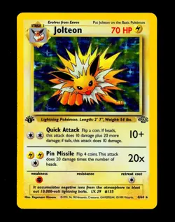 1999 Pokemon JOLTEON Jungle Set 1ST EDITION HOLO Foil Rare Card 4/64 WotC EX NM - Image 2