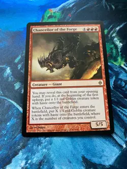 MTG Chancellor of the Forge - New Phyrexia Rare Red Giant Creature Card - Image 1