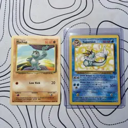 1999 Base Set Machop 52/102 WOTC Pokemon Card Original Rare 🍑PEACH border error - Image 5