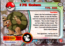 Golem #75 Topps Series 1 Pokemon Card Blue Logo Non Foil - LP - Image 2