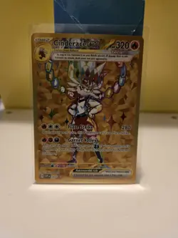 Pokemon TCG Cinderace EX SVP 163 Gold Full Art Promo Card Near Mint - Image 1