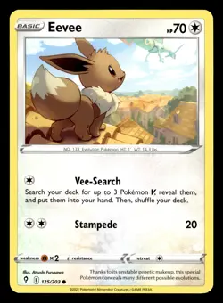 Pokemon Sword & Shield - Evolving Skies Eevee #125/203 Trading Card NM - Image 1