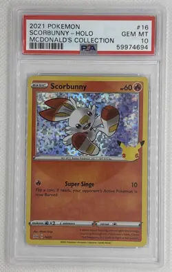 2021 Pokemon Scorbunny-Holo #16 McDonald’s Collection PSA 10 Gem Mint 🌶🥵 - Image 1