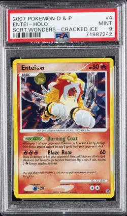 2007 POKEMON DIAMOND & PEARL SECRET WONDERS CRACKED ICE #4 ENTEI-HOLO PSA 9 - Image 1