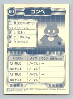 Pokemon Japanese - Munchlax 048 - Advanced Generation - Sticker - Image 2