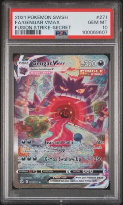 Pokemon 2021 Gengar VMAX 271/264 Alt Art Fusion Strike GEM MINT PSA 10 - Image 1
