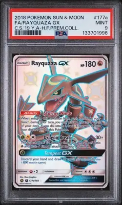 2018 Pokemon Sun & Moon Celestial Storm #177A Full Art Rayquaza GX PSA 9 - Image 1