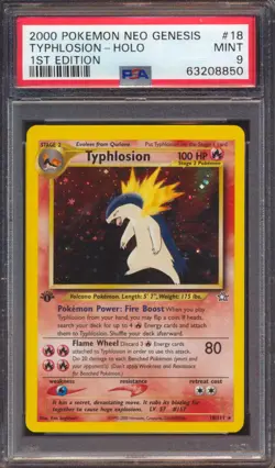 2000 POKEMON NEO GENESIS TYPHLOSION #18 HOLO 1ST EDITION PSA 9! - Image 1