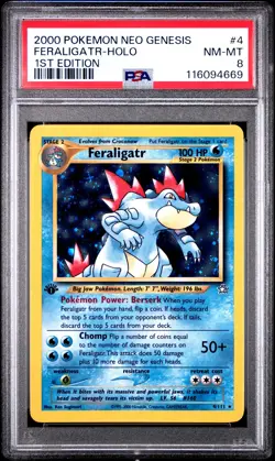 Feraligatr-Holo 1st Edition Pokemon Neo Genesis 1st Edition 4 NM PSA NM-MT 8 - Image 1