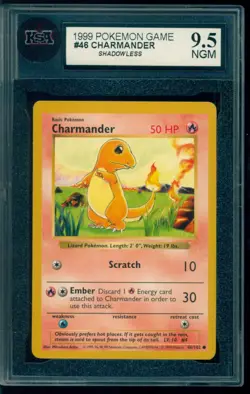 1999 Pokemon Base Set #46 Charmander shadowless KSA 9.5 NGM - Image 1