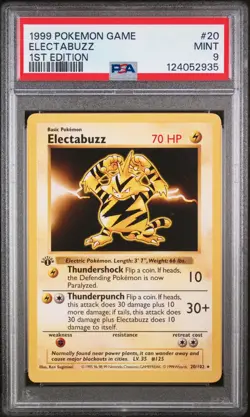 1999 POKEMON BASE SET 1ST EDITION #20 ELECTABUZZ PSA 9 - Image 1