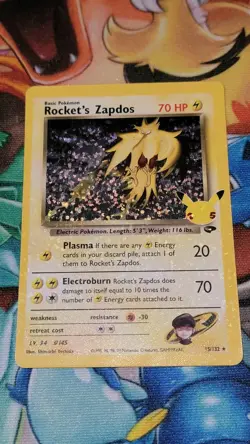 Rocket's Zapdos 15/132 Celebrations: Classic Collection Pokemon TCG Card - NM - Image 1