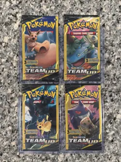 Pokemon Sun Moon Team Up 3-Card Mini Booster Pack- Sealed Pack Art Set - Image 1