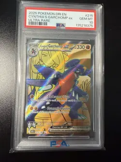 Pokemon TCG Cynthia's Garchomp EX Destined Rivals Ultra Rare Card 215/182 PSA 10 - Image 1