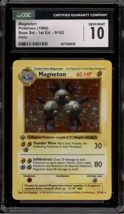 1999 Magneton Holo 1st Edition Shadowless Base Set Pokemon Card CGC 10 Gem Mint! - Image 1