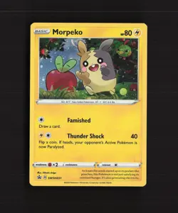 Morpeko SWSH031 Sword & Shield Black Star Promo Holo SWIRL Pokemon Card LP - Image 1