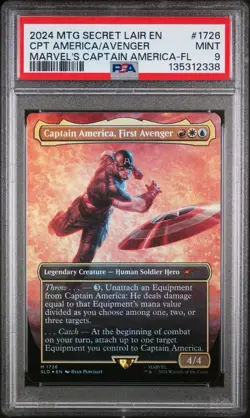 MTG Secret Lair Captain America First Avenger 1726 Rainbow Foil PSA 9 MT Marvel - Image 1