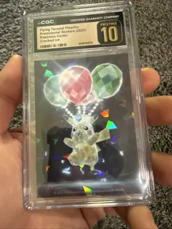2023 Pokemon Center Stickers Flying Terastal Pikachu Cracked Ice CGC 10 - Image 1