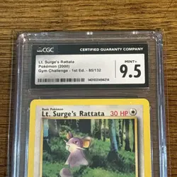 Lt. Surge's Rattata 85/132 1st Edition Pokemon Gym Challenge CGC 9.5 Mint+ - Image 2