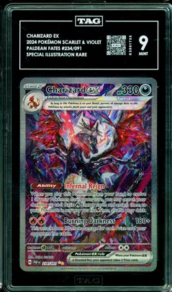 2024 POKEMON S&V PALDEAN FATES TAG 9 MINT 234/091 SIR CHARIZARD ex - Image 1