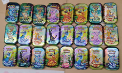Pokemon 24 EMPTY Prismatic Evolution Eevee Eeveelutions TCG Mini Tin Bundle Lot - Image 1