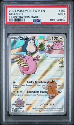 2024 POKEMON TWM EN #187 CHANSEY ILLUSTRATION RARE PSA 9 TWILIGHT MASQUERADE - Image 1