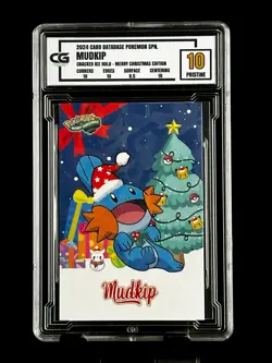2024 Pokemon CG 10 Pristine MUDKIP Christmas Data TCG XMAS Holiday CGC PSA 2 - Image 1