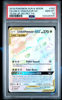 2019 Pokemon Sun & Moon Team Up Celebi & Venusaur GX #182 Team Secret Fa PSA 10 - Image 1