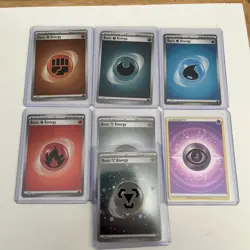Lot Of 7 Pokemon TCG English Basic Metal Energy Holo’s LP - Image 1
