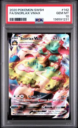 Pokemon Card Snorlax VMAX 2020 Sword & Shield 142/202 Full Art PSA 10 - Image 1