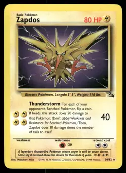 Pokemon Cards Zapdos 30/62 UNLIMITED Fossil WOTC Rare NM - Image 1