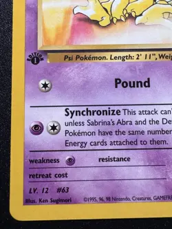 1st Edition Sabrina's Abra 93/132 Gym Challenge Pokemon Card Rare LP - Image 5