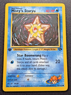 1st Edition Misty's Staryu 92/132 Gym Challenge Pokemon Card Rare Near Mint - Image 1
