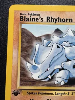 1st Edition Blaine's Rhyhorn 65/132 Gym Challenge Pokemon Card Rare LP - Image 3