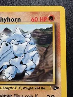 1st Edition Blaine's Rhyhorn 65/132 Gym Challenge Pokemon Card Rare LP - Image 4