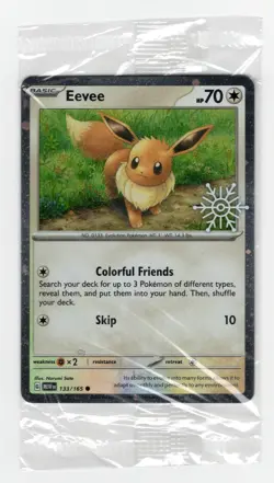 Eevee 133/165 Holiday Calendar 2025 Festive Stamp Promo Pokemon Card SEALED NM - Image 1